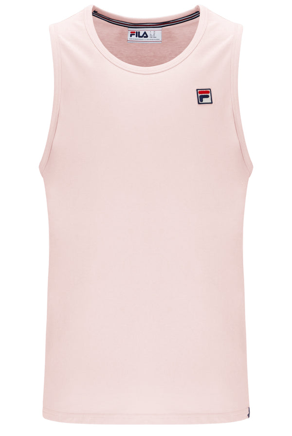 Pink tank top with Fila logo on a white background