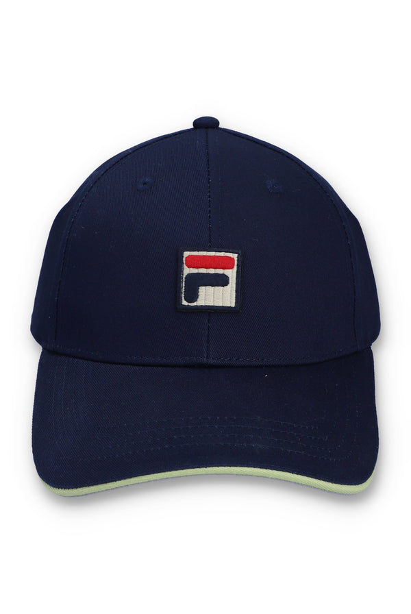 Displays the Navy 'Fila' branded Tantam Baseball Cap