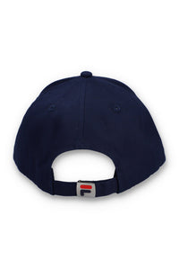 Displays the Navy 'Fila' branded Tantam Baseball Cap