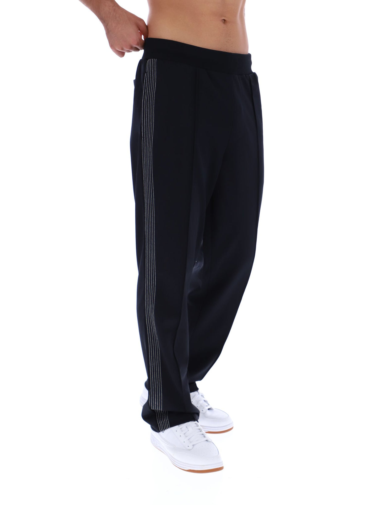 Black Tavis Contrast Stitch Straight Leg Jogger
