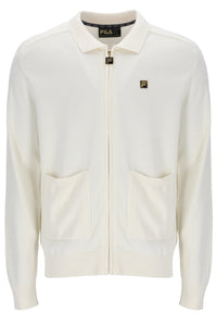 Displays the Coconut Milk 'FILA' branded Teddy Knitted Shirt