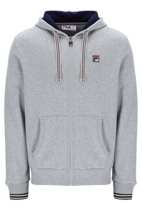 Grey Marl zip-through hoodie with a classic FILA logo on the chest on a white background