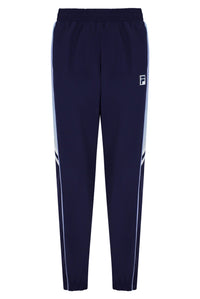 Displays the Dark Navy 'FILA' branded Woven Track Pants