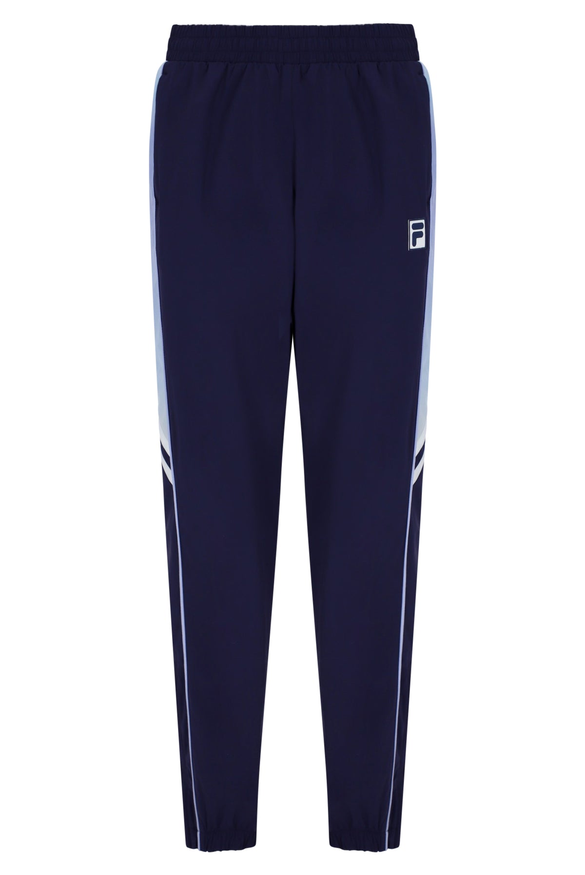 Displays the Dark Navy 'FILA' branded Woven Track Pants