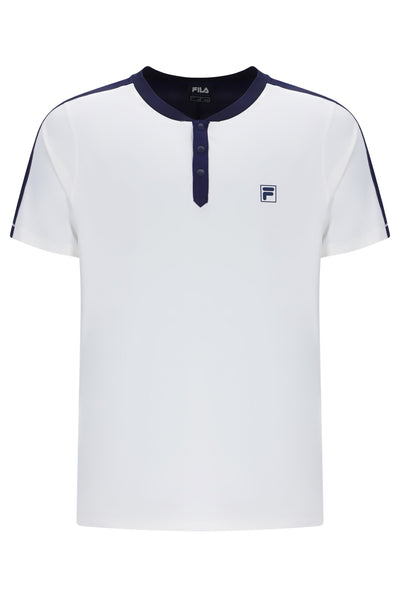 White Men’s Henry Neck Tennis T-Shirt