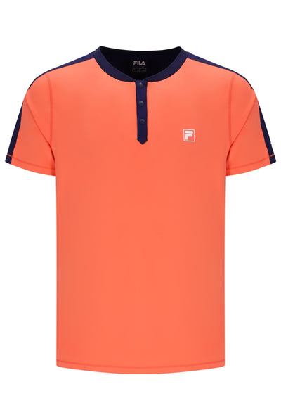 Neon Orange Men’s Henry Neck Tennis T-Shirt