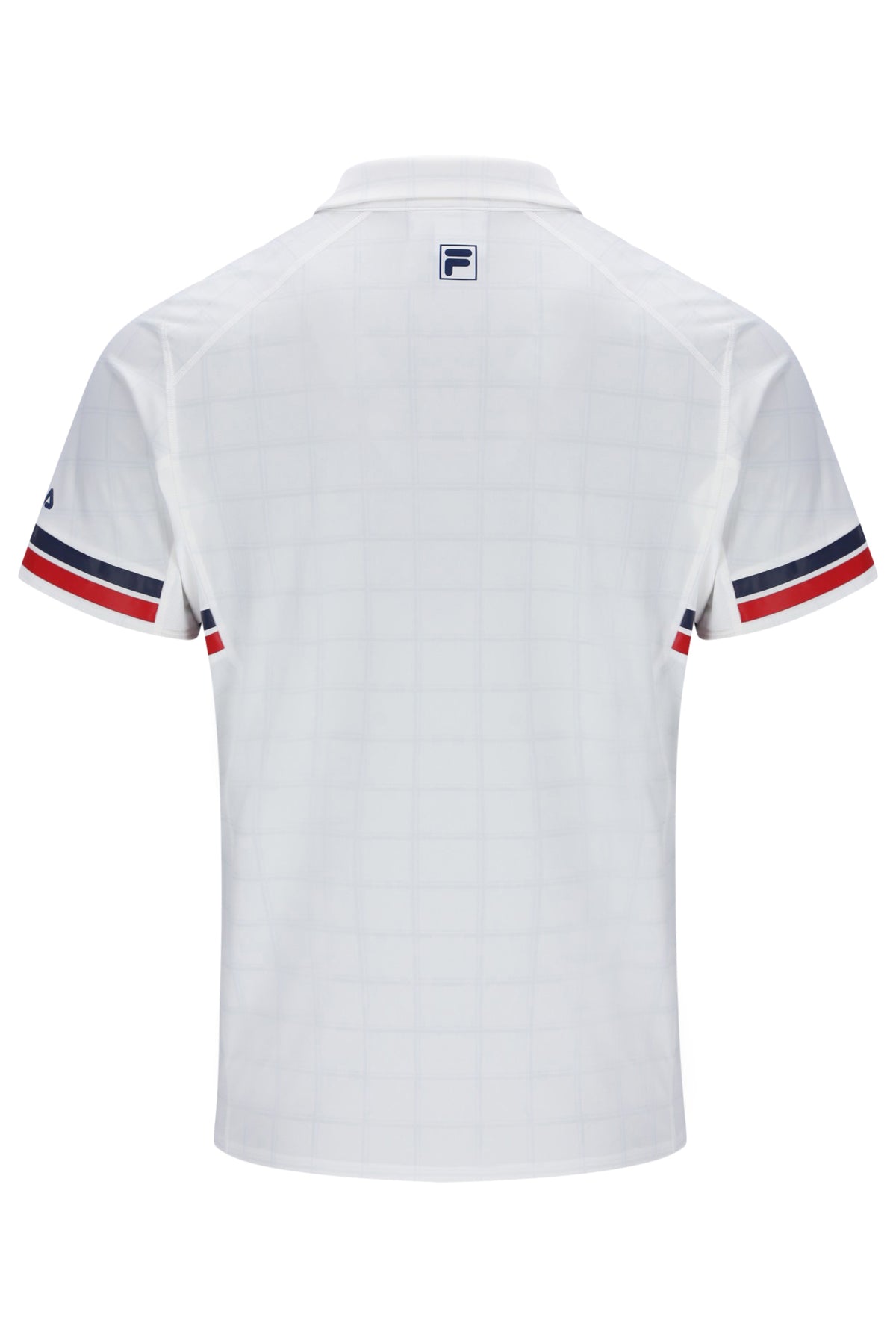 Displays the Pattern White 'FILA' Men’s Polo Tennis T-Shirt