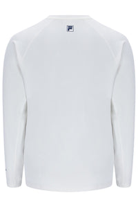 Displays the Off White 'FILA' branded Men's Long Sleeve Tennis T-Shirt