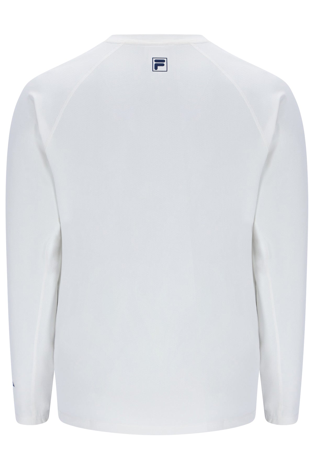 Displays the Off White 'FILA' branded Men's Long Sleeve Tennis T-Shirt