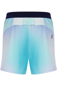 Displays the Aqua 'FILA' branded Men’s 5" Tennis Shorts with Inner