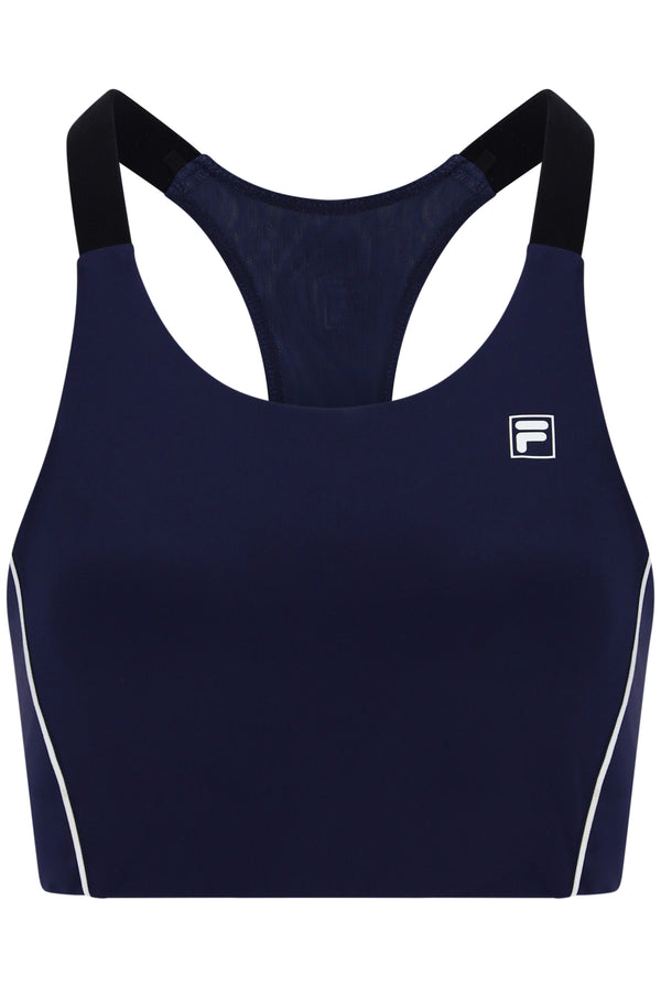 Displays the Dark Navy 'FILA' branded Women’s Tennis Core Bra