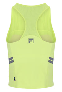 Displays the Lemon 'FILA' branded Women’s Tennis Tank Top