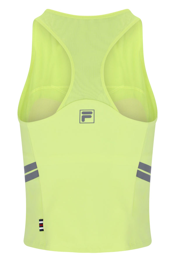 Displays the Lemon 'FILA' branded Women’s Tennis Tank Top