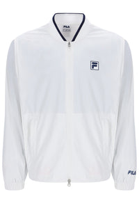 Displays the Off White 'FILA' branded Unisex Tennis Warm-Up Jacket