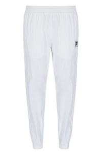Displays the Off White 'FIla' branded Woven Track Pants