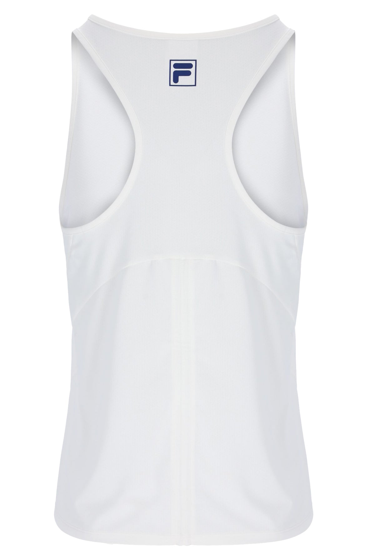 Displays the Off White 'FILA' branded Women’s Sleeveless Tennis Top