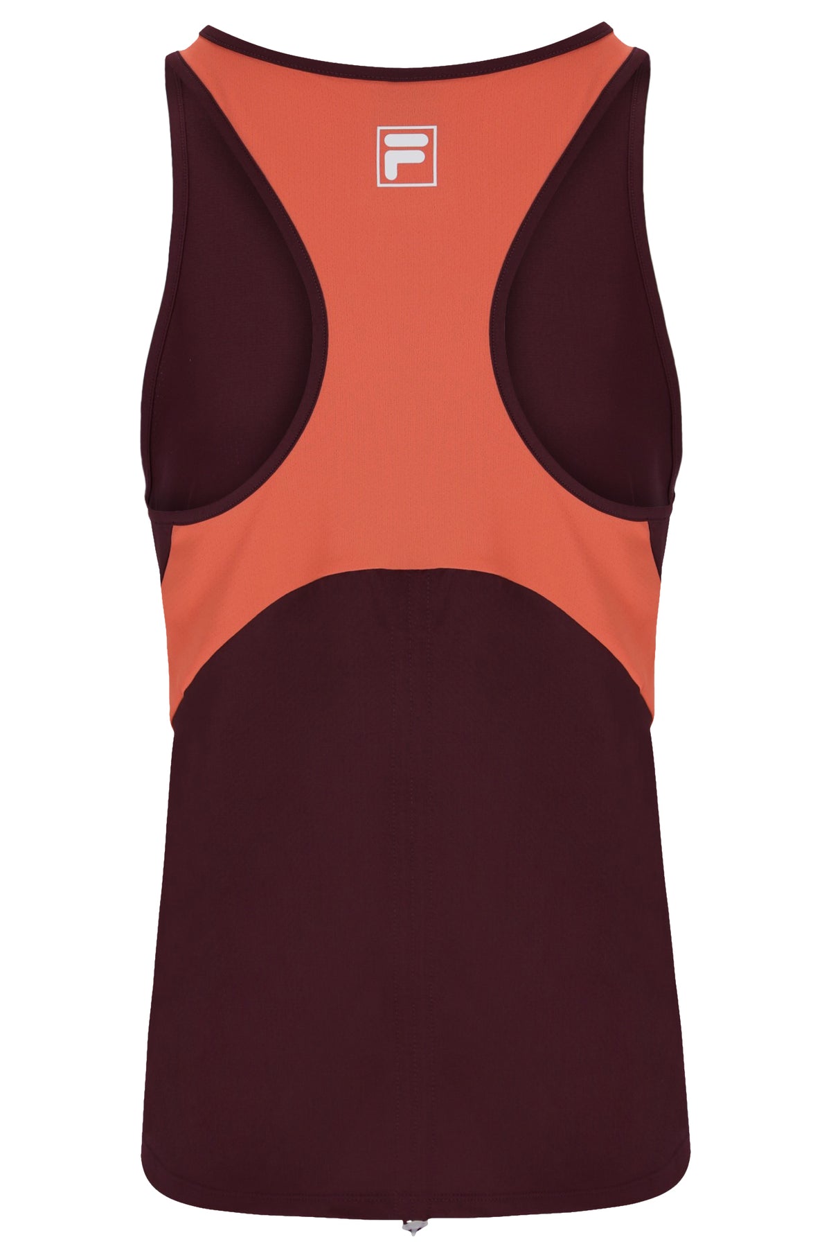 Displays the Wine 'FILA' branded Women’s Sleeveless Tennis Top