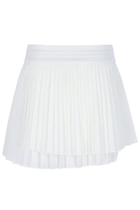 Displays the 'FILA' branded Off White Women’s Pleated Wrap Tennis Skirt