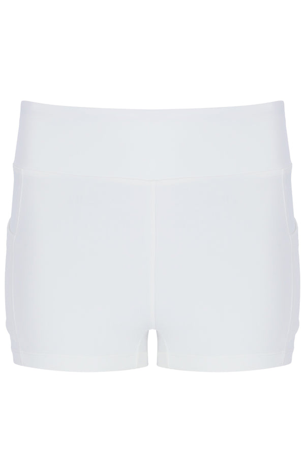 Displays the Off White 'FILA' branded Women’s Mesh Jersey Dress with Inner Shorts