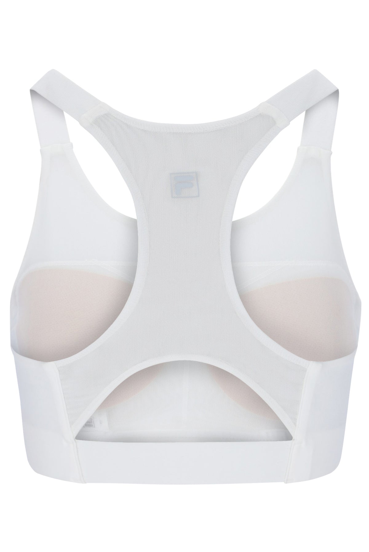 Displays the Off White 'FILA' branded Women’s Tennis Core Bra