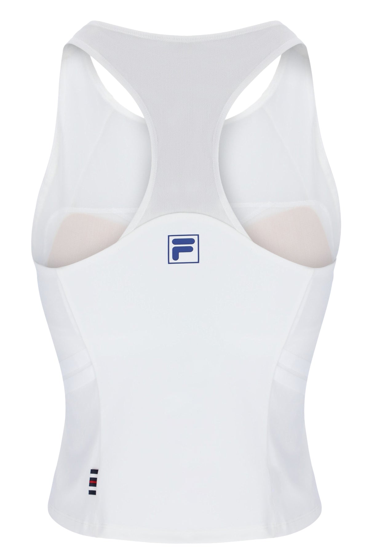 Displays the Off White 'FILA' Women’s Tennis Tank Top
