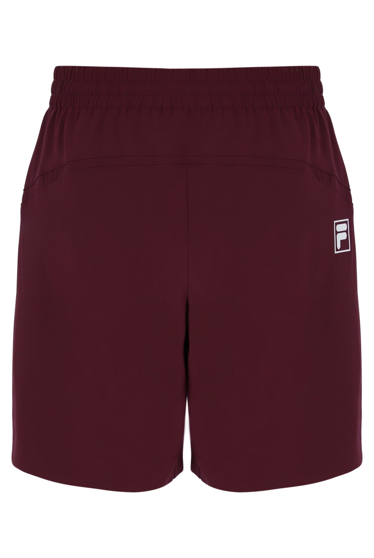 Displays the Wine 'FILA' branded Men’s 7" Tennis Shorts