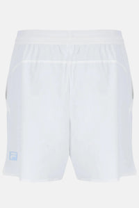 Displays the White 'FILA' branded Cross Court 7” Short