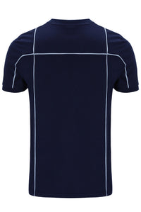 Displays the Navy 'Fila' Terri T-Shirt with Contrast Piping