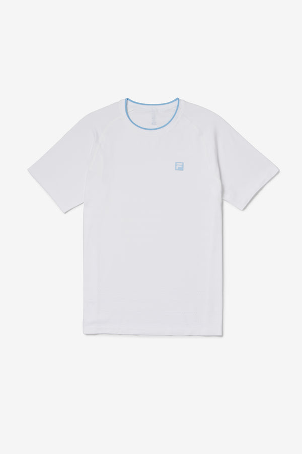 Displays the White 'FILA' branded Center Court Seamless Crew