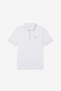 Displays the White 'FILA' branded Center Court Seamless Polo