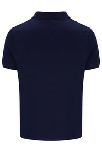 Displays the Navy 'Fila' branded Tristiano Textured Polo