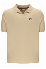 Beige polo shirt with Fila logo on a white background
