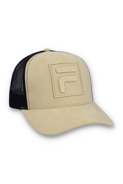 Turo Large F-Box Tonal Embroidered Suede Mesh-Back Cap