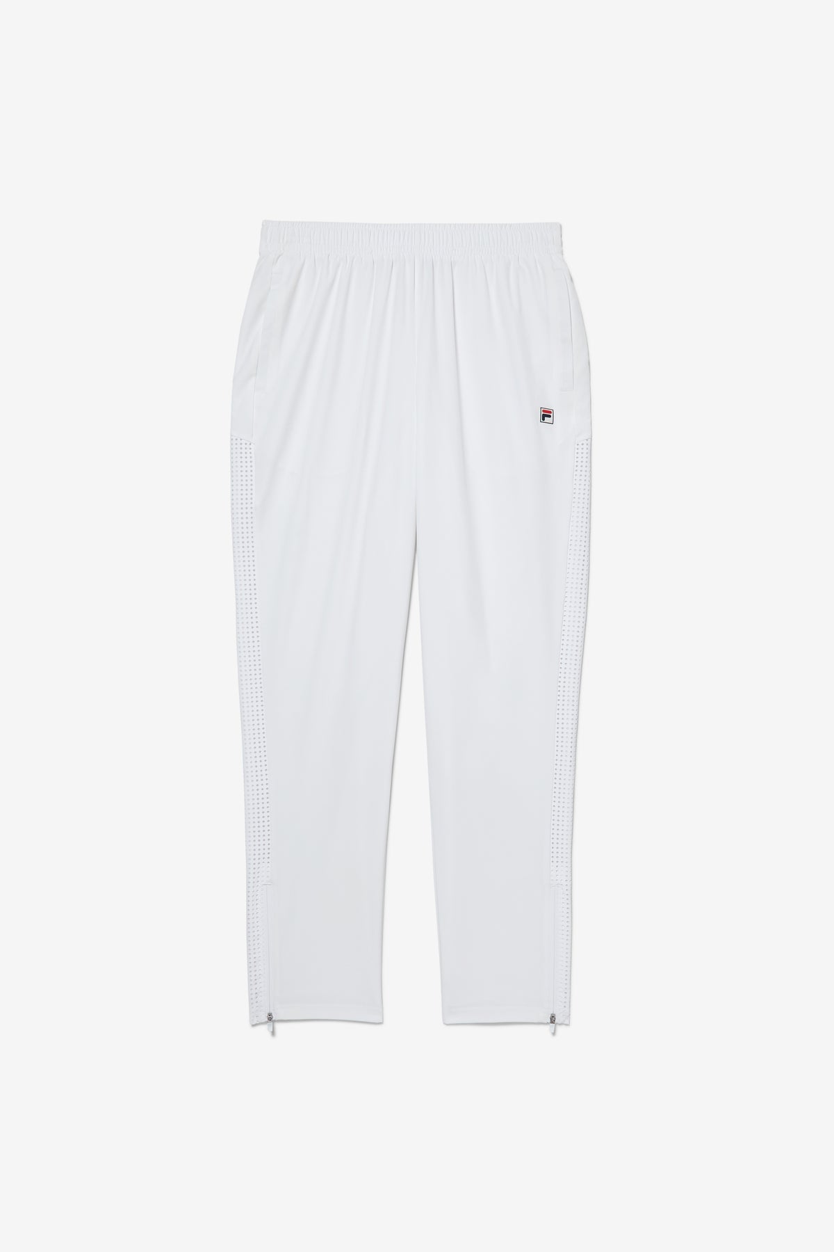 Displays the White 'FILA' branded Tennis Advantage Track Pant