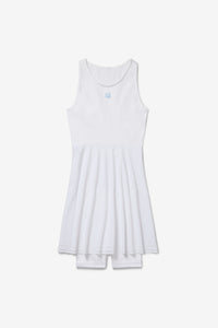 Displays the White 'FILA' branded Center Court Seamless Dress