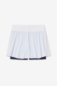 Displays the White 'FILA' branded Center Court Swift Skort