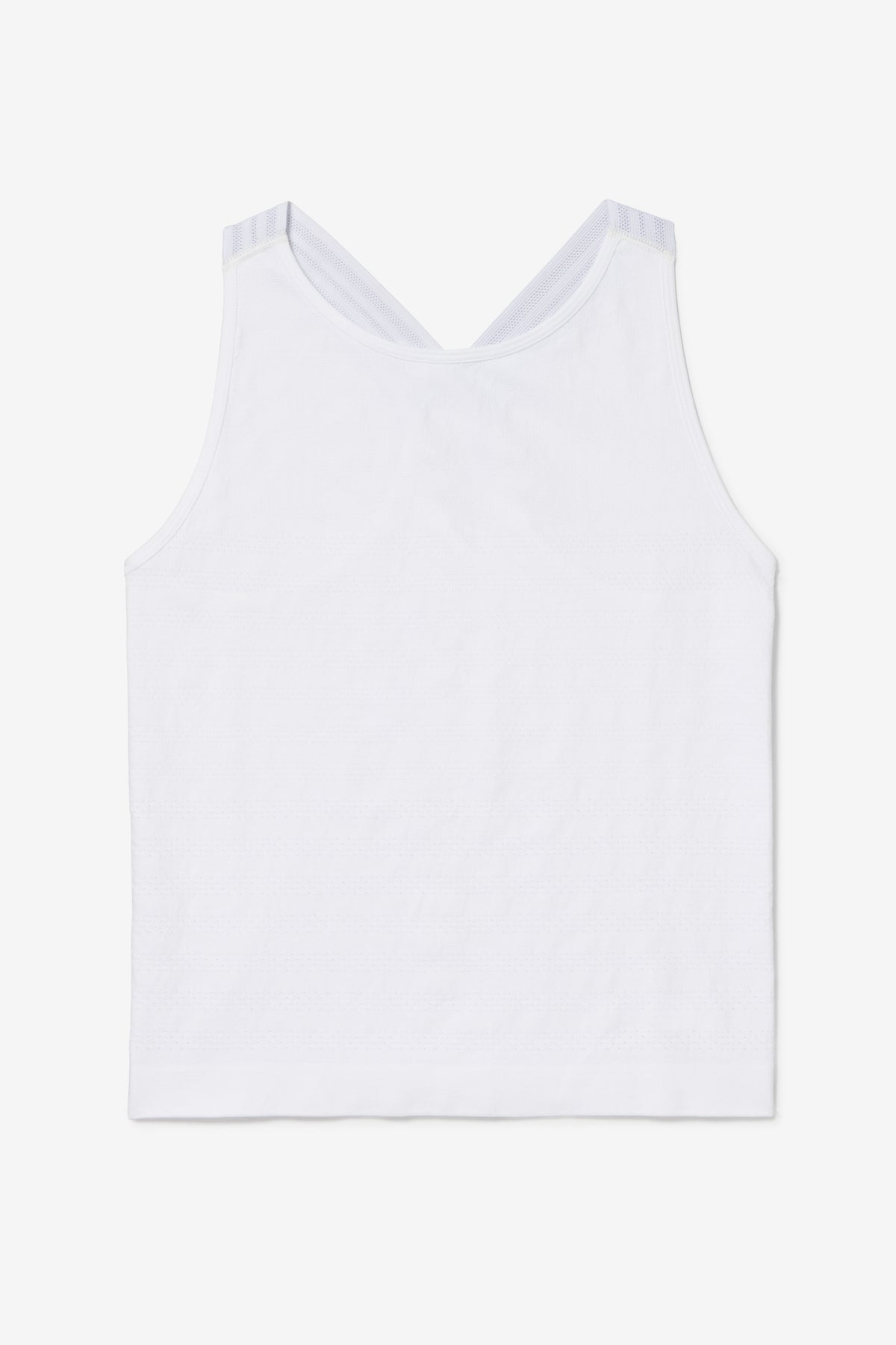 Displays the White 'FILA' branded Center Court Seamless Tank