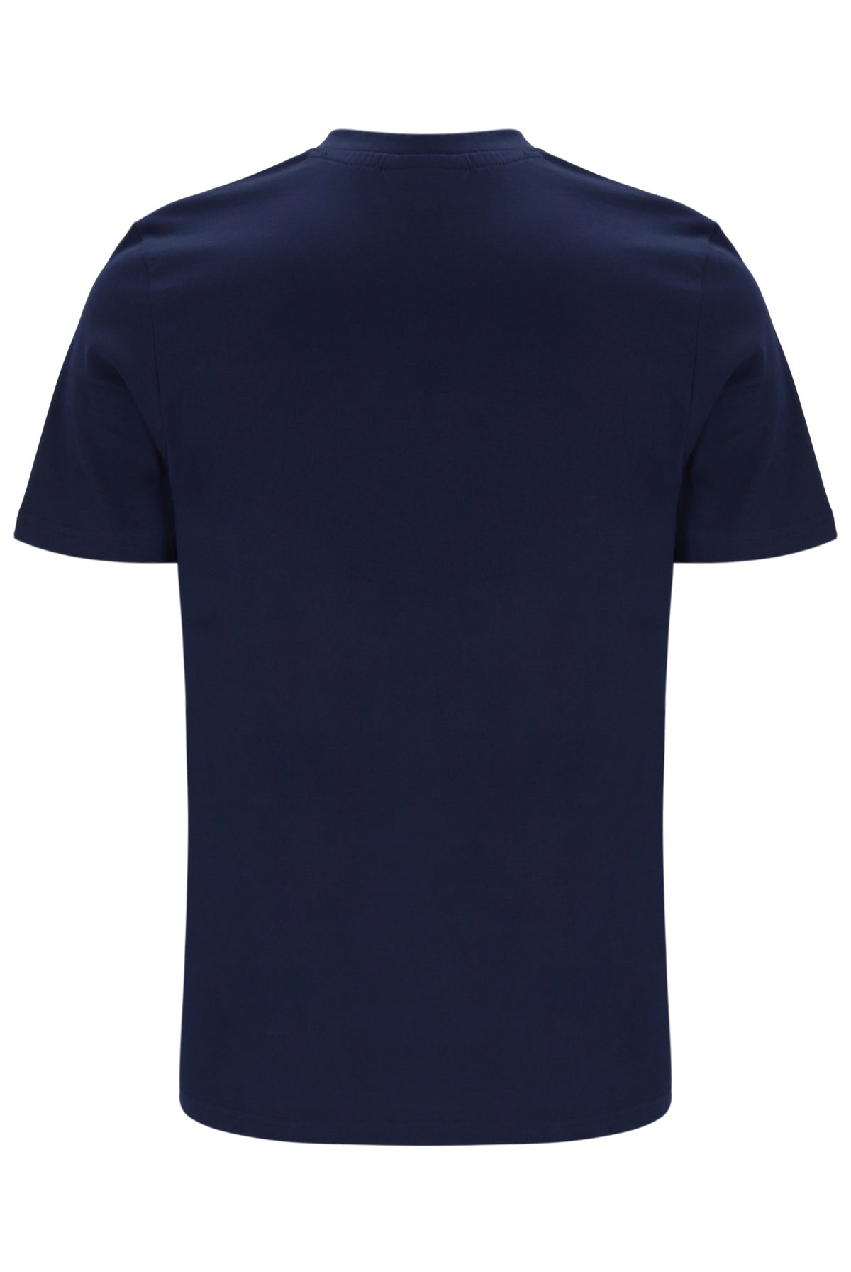 Navy blue t-shirt on a white background