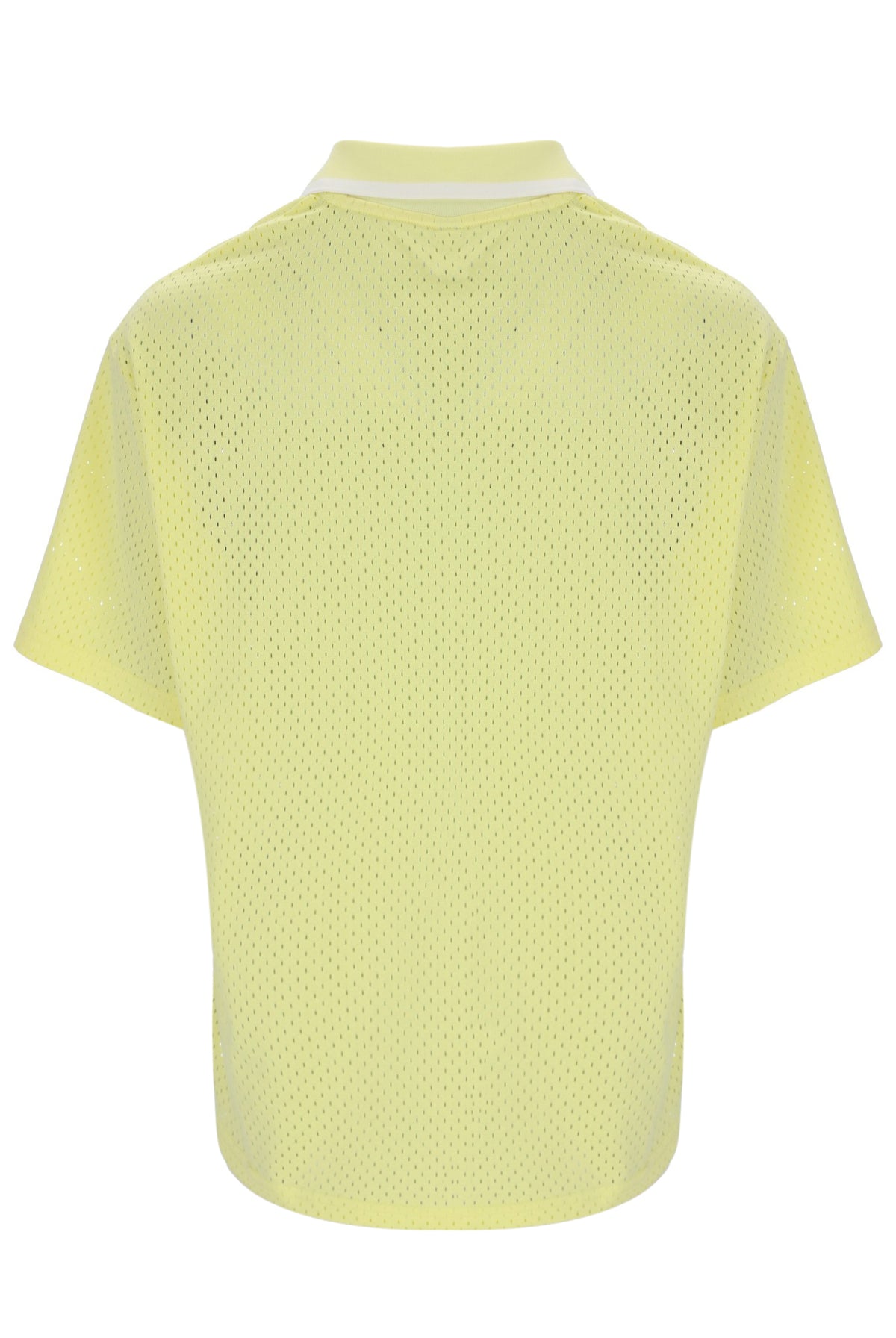 Yellow textured polo shirt on a white background