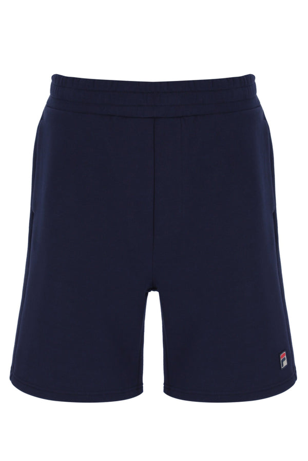 Displays the Navy 'FILA' branded Vico Fleece Short