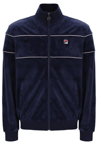 Displays the Navy 'Fila' branded Vittorio Velour Track Top