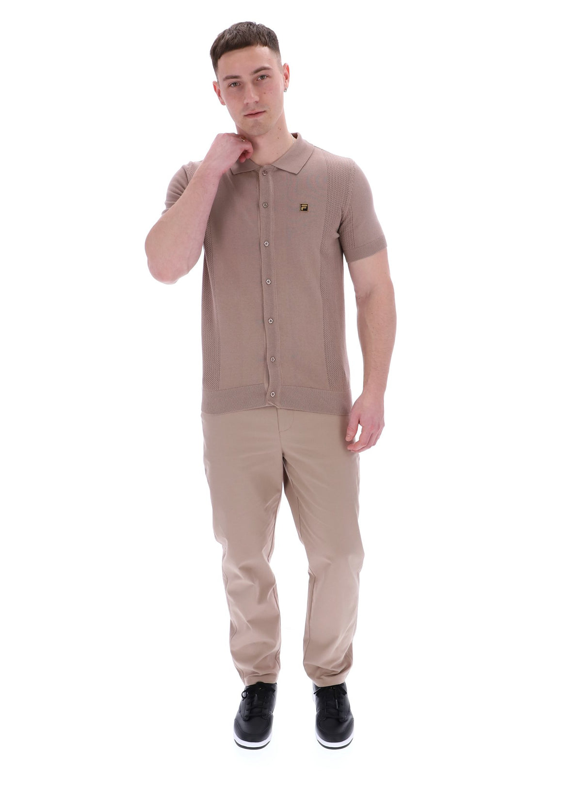 Walter Open Knit Pointelle Panel Polo