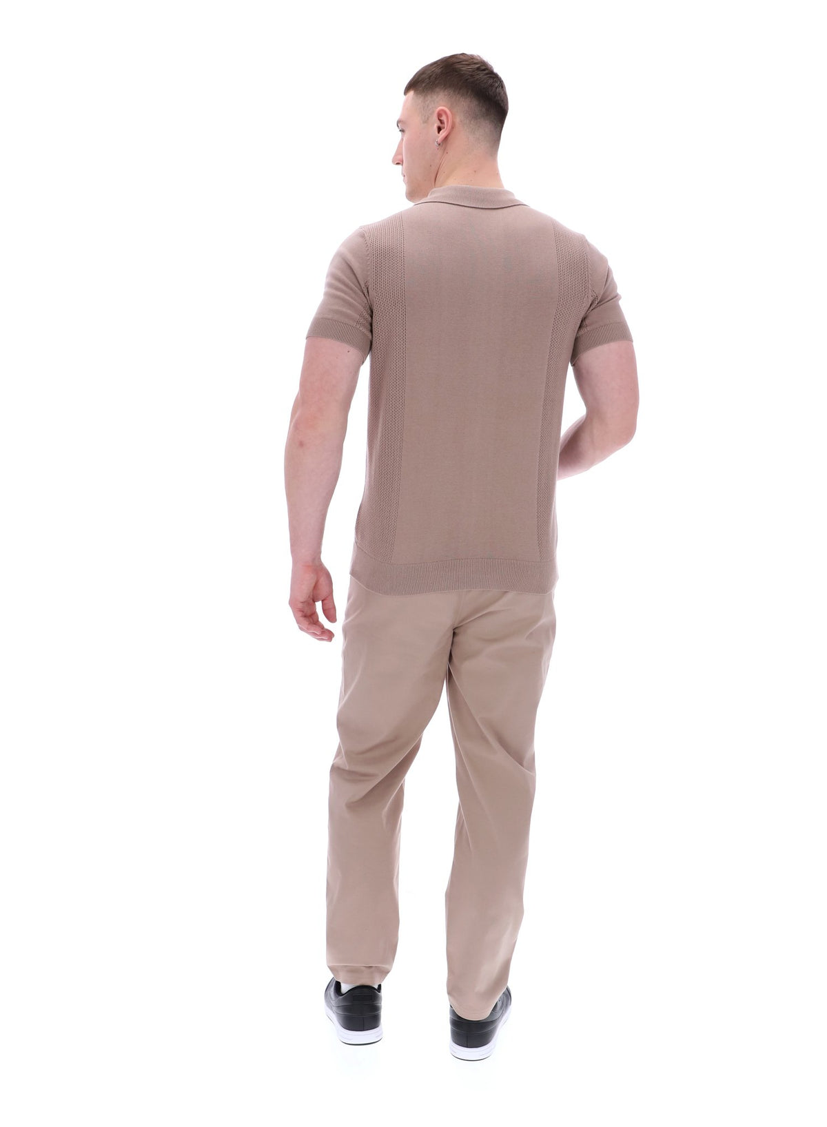 Walter Open Knit Pointelle Panel Polo