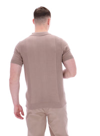 Walter Open Knit Pointelle Panel Polo