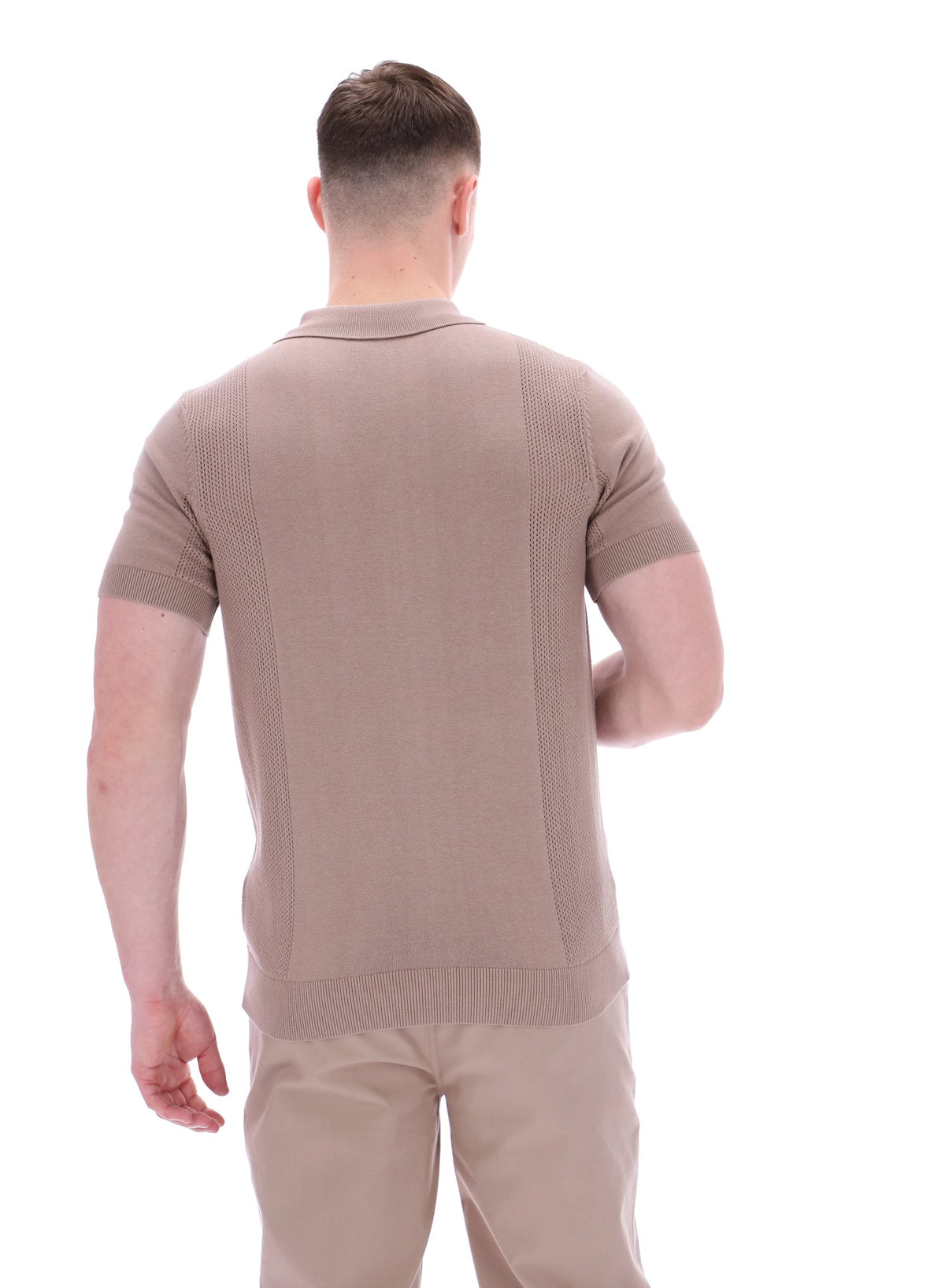 Walter Open Knit Pointelle Panel Polo