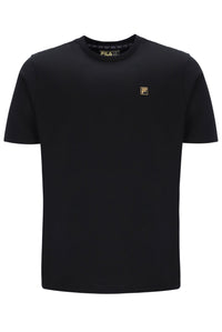 Displays the Black 'Fila' branded Yaxley 4 Premium T-Shirt