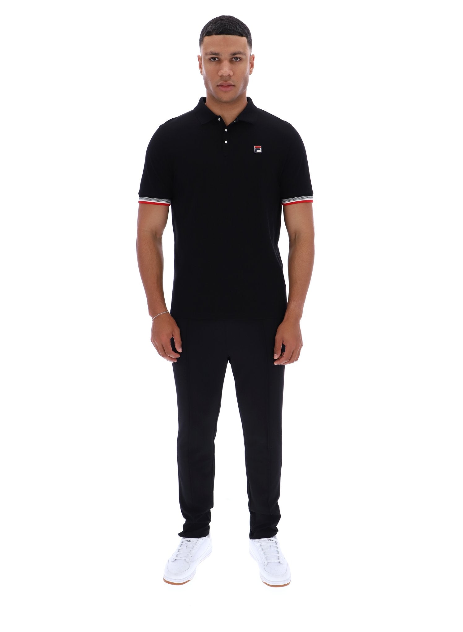 Black Zev Cuff Detail Polo – Fila UK