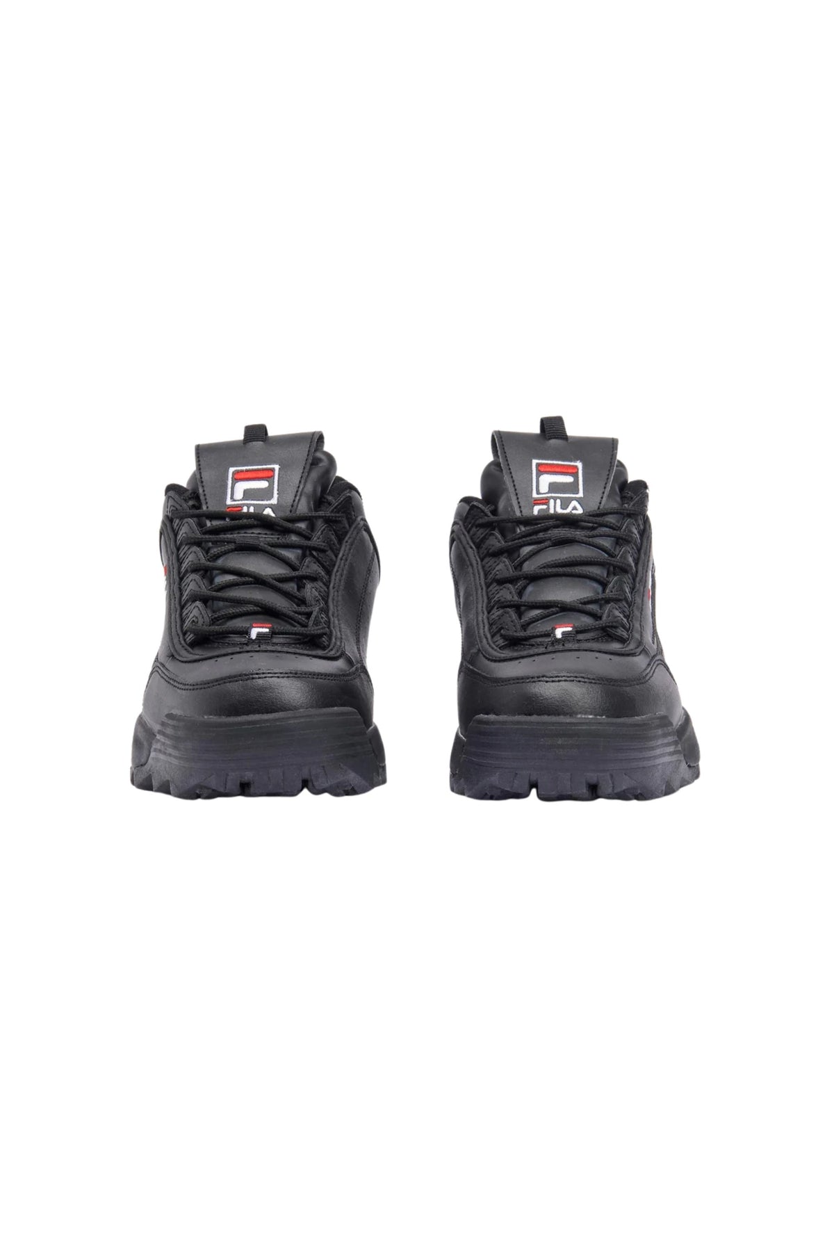 A pair of black Disruptor 2 Premium trainers with FILA branding on the side.