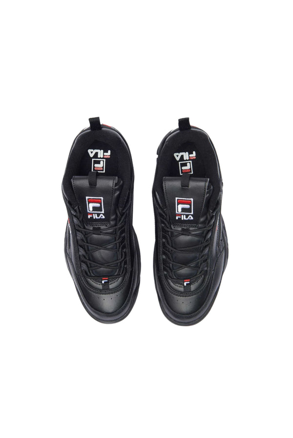 A pair of black Disruptor 2 Premium trainers with FILA branding on the side.