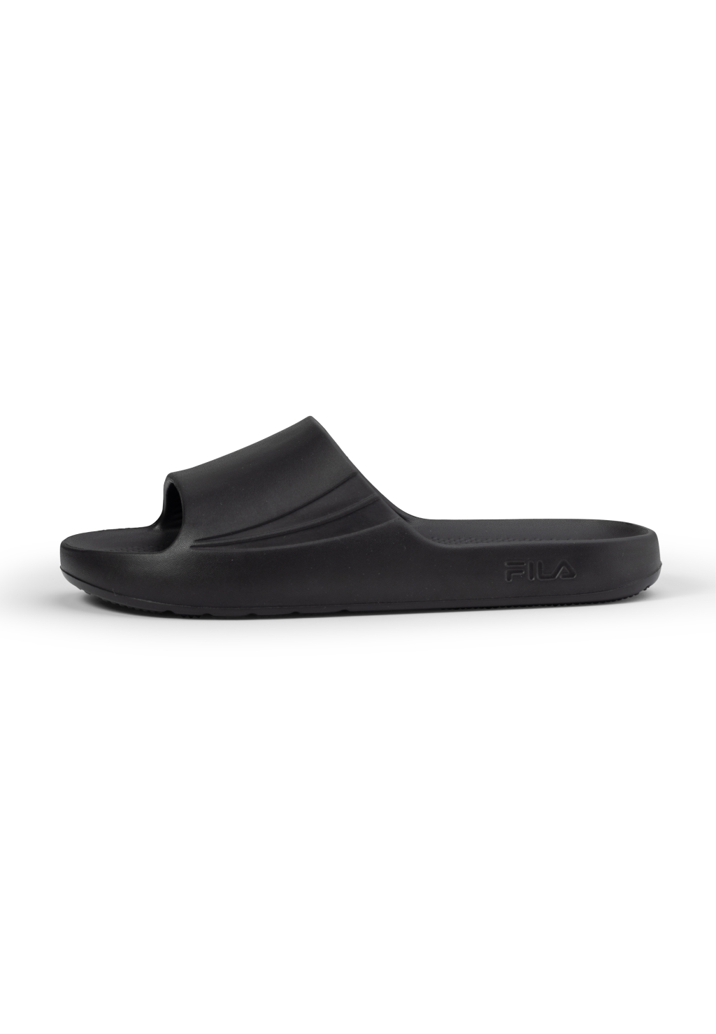 All black fila sandals best sale